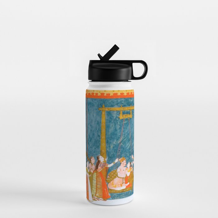 Hindola Raga (Spring Swinging) Indian Painted Illustration Water Bottle Gallery Image 1