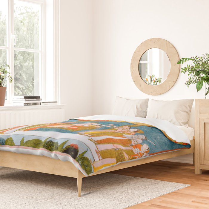 Hindola Raga (Spring Swinging) Indian Painted Illustration Duvet Cover Gallery Image 2