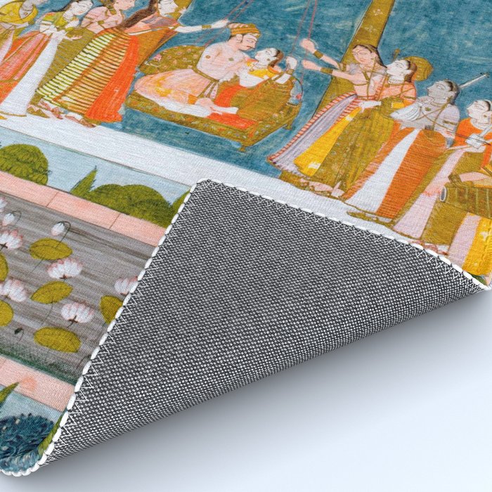 Hindola Raga (Spring Swinging) Indian Painted Illustration Rug Gallery Image 4