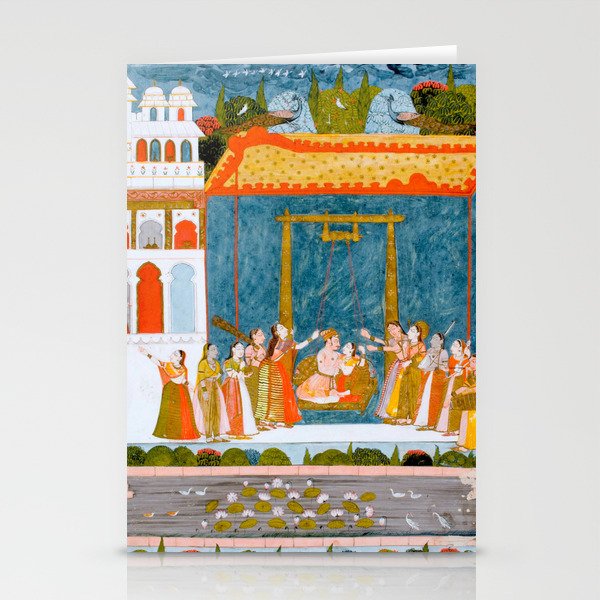 Hindola Raga (Spring Swinging) Indian Painted Illustration Stationery Card Gallery Image 2