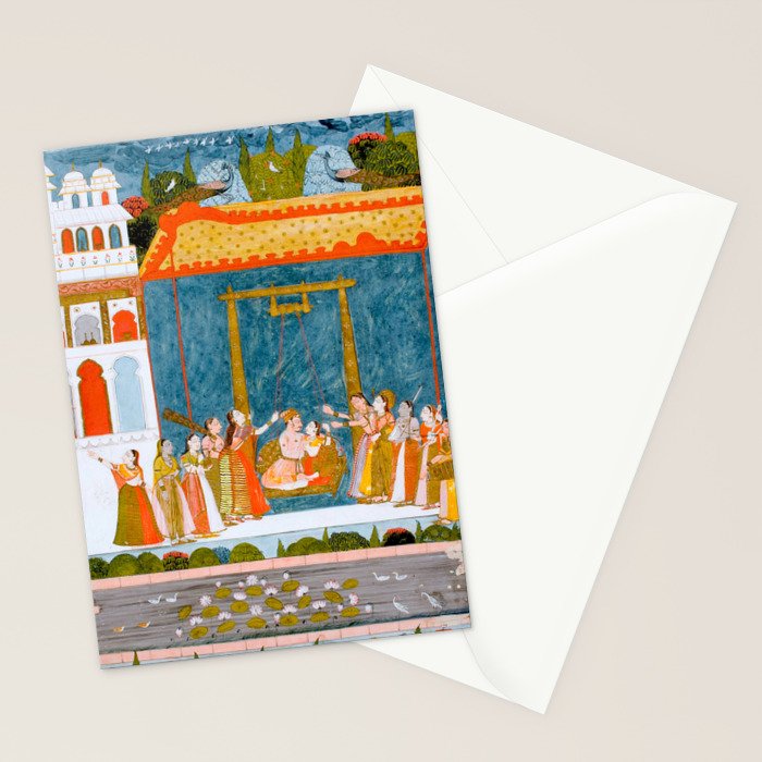 Hindola Raga (Spring Swinging) Indian Painted Illustration Stationery Card Gallery Image 2