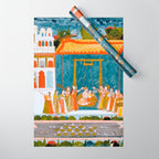 Hindola Raga (Spring Swinging) Indian Painted Illustration Wrapping Paper Gallery Image 1