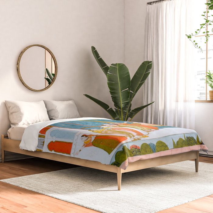 Hindola Raga (Spring Swinging) Indian Painted Illustration Comforter Gallery Image 2