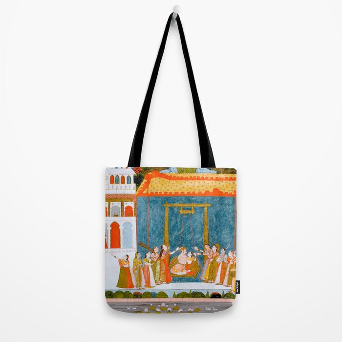Hindola Raga (Spring Swinging) Indian Painted Illustration Tote Bag Gallery Image 2