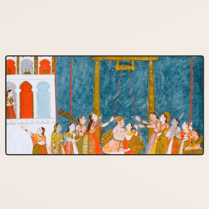 Hindola Raga (Spring Swinging) Indian Painted Illustration Desk Mat Gallery Image 3