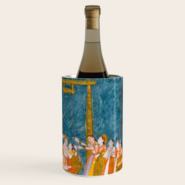 Hindola Raga (Spring Swinging) Indian Painted Illustration Wine Chiller Gallery Image 3