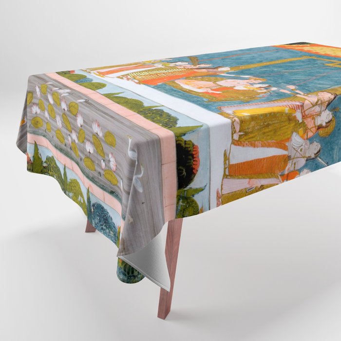 Hindola Raga (Spring Swinging) Indian Painted Illustration Tablecloth Gallery Image 1