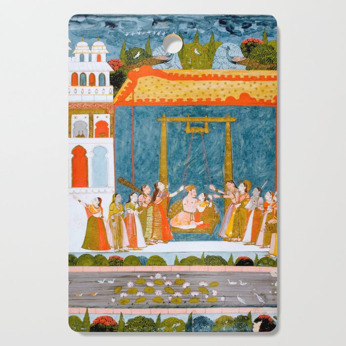 Hindola Raga (Spring Swinging) Indian Painted Illustration Cutting Board Gallery Image 1