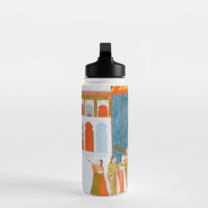 Hindola Raga (Spring Swinging) Indian Painted Illustration Water Bottle Gallery Image 3