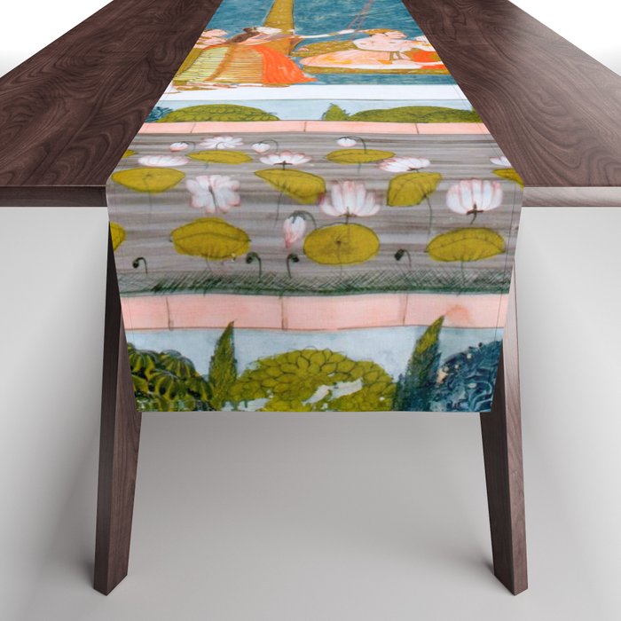 Hindola Raga (Spring Swinging) Indian Painted Illustration Table Runner Gallery Image 1