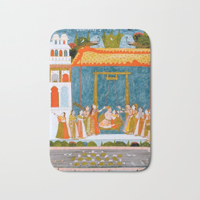 Hindola Raga (Spring Swinging) Indian Painted Illustration Bath Mat Gallery Image 1