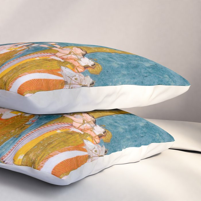 Hindola Raga (Spring Swinging) Indian Painted Illustration Pillow Sham Gallery Image 3