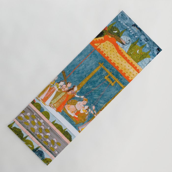 Hindola Raga (Spring Swinging) Indian Painted Illustration Yoga Mat Gallery Image 1