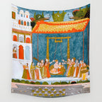 Hindola Raga (Spring Swinging) Indian Painted Illustration Wall Tapestry Gallery Image 4