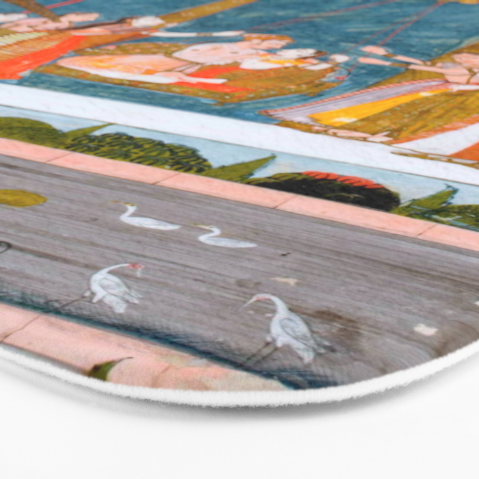 Hindola Raga (Spring Swinging) Indian Painted Illustration Bath Mat Gallery Image 3