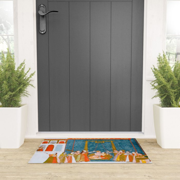 Hindola Raga (Spring Swinging) Indian Painted Illustration Welcome Mat Gallery Image 3