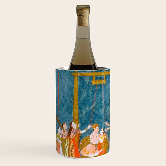 Hindola Raga (Spring Swinging) Indian Painted Illustration Wine Chiller Gallery Image 1