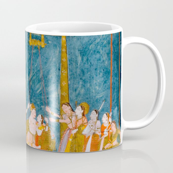 Hindola Raga (Spring Swinging) Indian Painted Illustration Coffee Mug Gallery Image 1