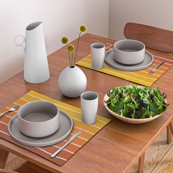 Gradient Arch IX Retro Orange Mid Century Modern Rainbow Placemat Gallery Image 2