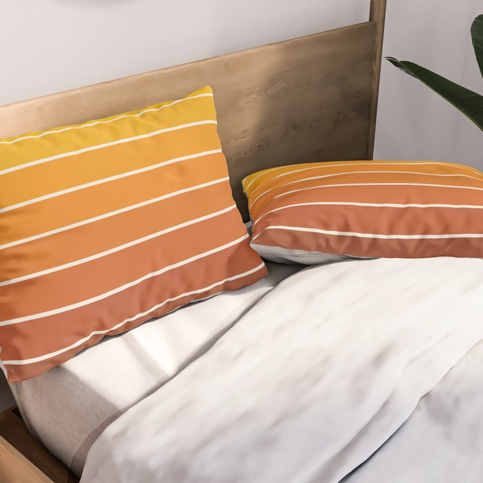 Gradient Arch IX Retro Orange Mid Century Modern Rainbow Pillow Sham Gallery Image 2