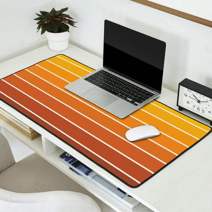 Gradient Arch IX Retro Orange Mid Century Modern Rainbow Desk Mat Gallery Image 2