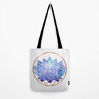 Violet Zen Lotus Flower Watercolor Tote Bag Gallery Image 2