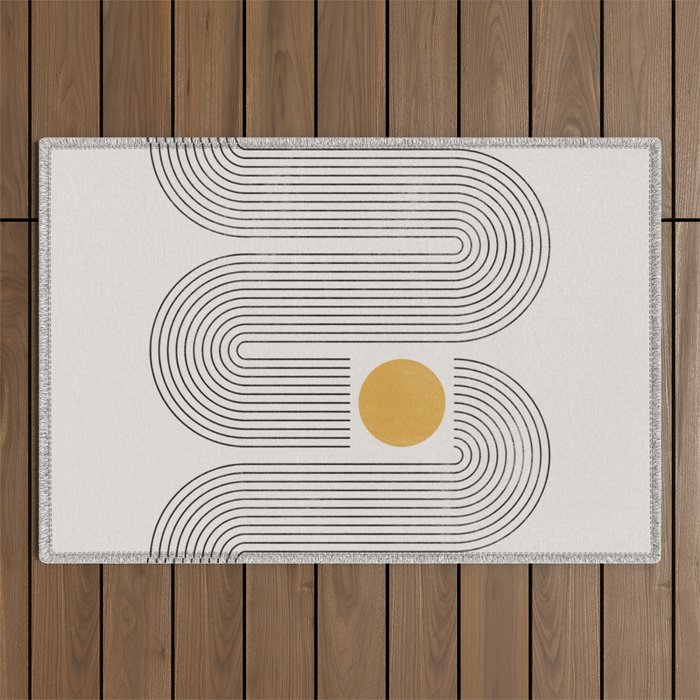 Mid-Century Modern No.22 - Woodblock Print Outdoor Rug Gallery Image 1