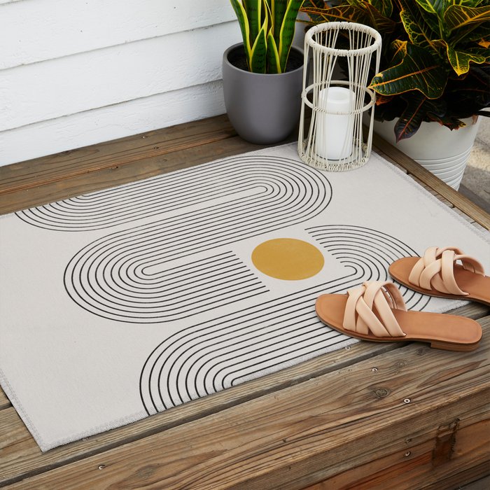 Mid-Century Modern No.22 - Woodblock Print Outdoor Rug Gallery Image 2