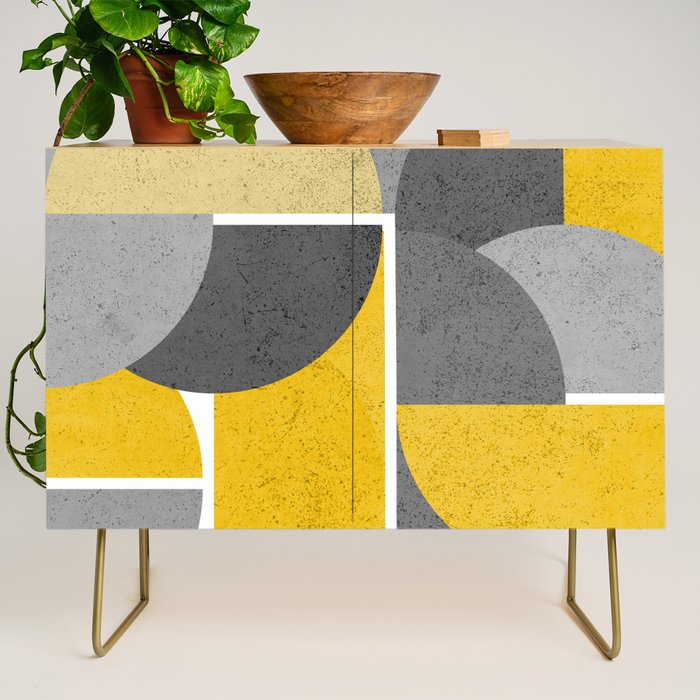 Modern Yellow and Gray Geometric 3 Credenza Gallery Image 1