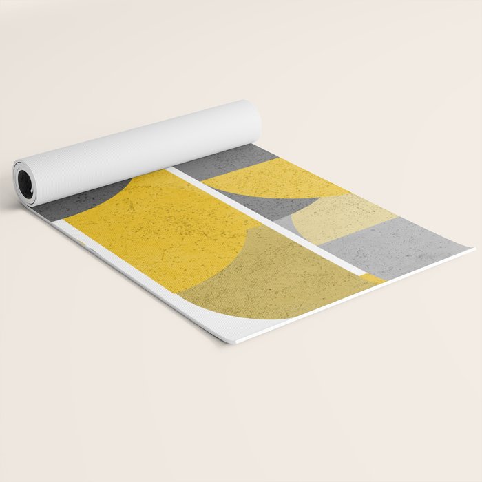 Modern Yellow and Gray Geometric 3 Yoga Mat Gallery Image 2