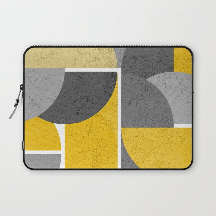 Modern Yellow And Gray Geometric 3 Laptop Sleeve Gallery Image 1