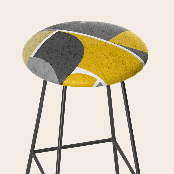 Modern Yellow and Gray Geometric 3 Stool Gallery Image 2