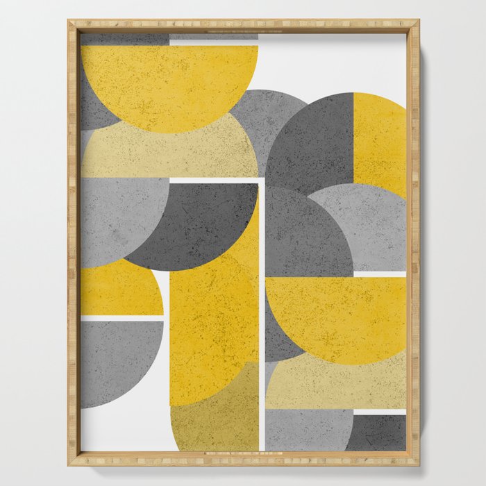 Modern Yellow and Gray Geometric 3 Serving Tray Gallery Image 1