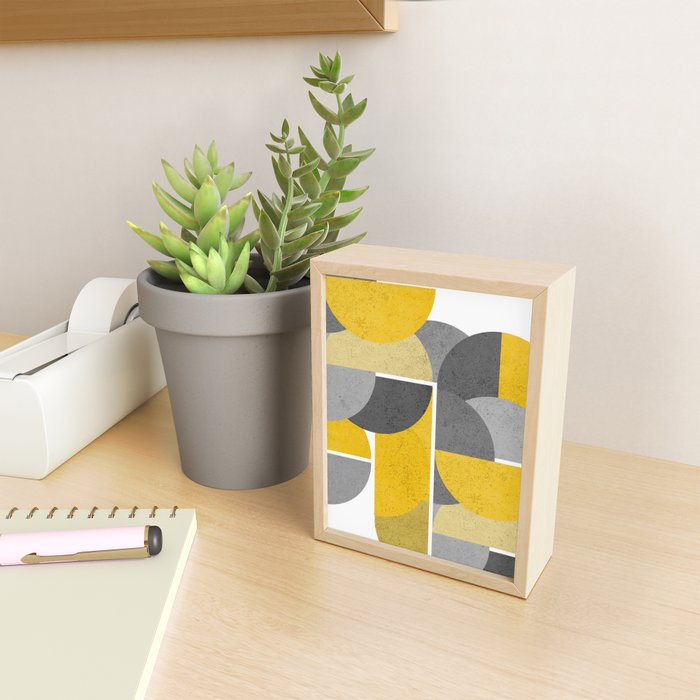 Modern Yellow and Gray Geometric 3 Mini Art Print Gallery Image 2