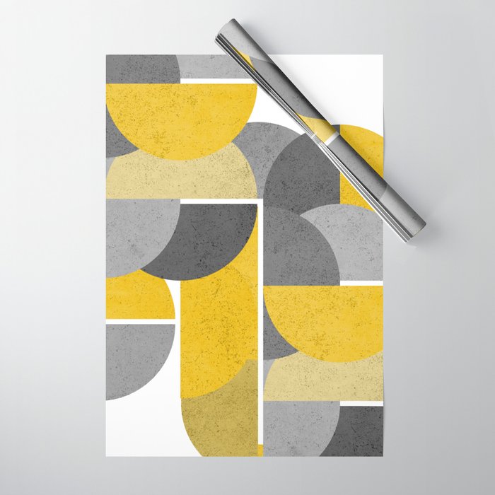 Modern Yellow and Gray Geometric 3 Wrapping Paper Gallery Image 1