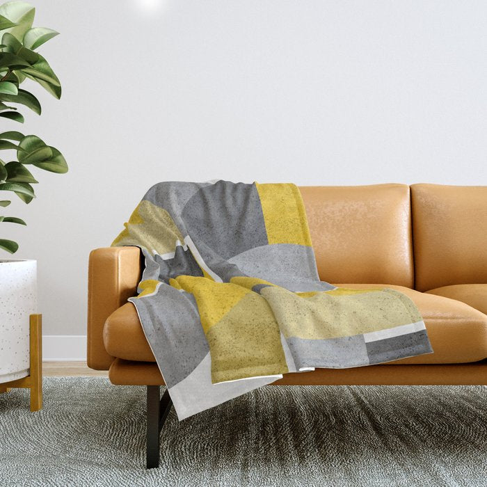 Modern Yellow and Gray Geometric 3 Throw Blanket Gallery Image 1