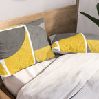 Modern Yellow and Gray Geometric 3 Pillow Sham Gallery Image 2