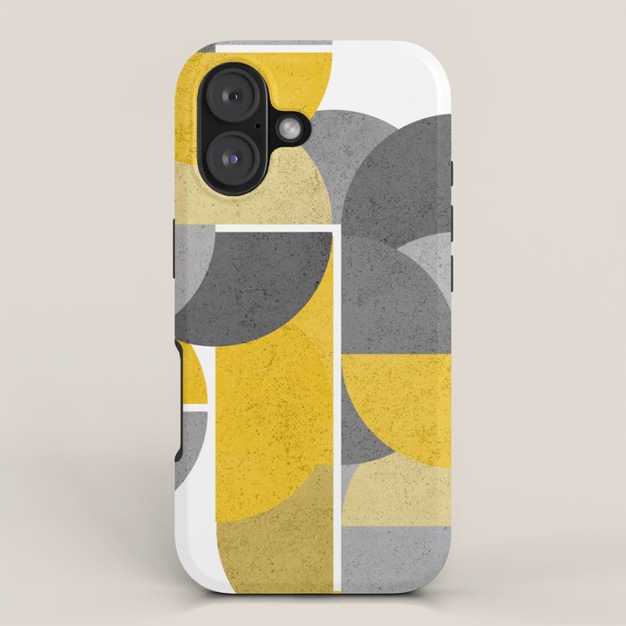 Modern Yellow and Gray Geometric 3 iPhone Case Gallery Image 1