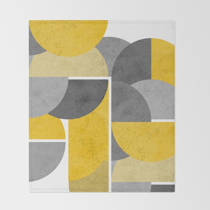Modern Yellow and Gray Geometric 3 Throw Blanket Gallery Image 2