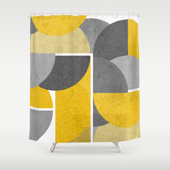 Modern Yellow and Gray Geometric 3 Shower Curtain Gallery Image 1