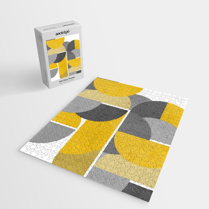 Modern Yellow and Gray Geometric 3 Jigsaw Puzzle Gallery Image 2