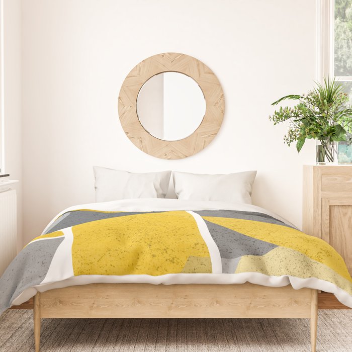 Modern Yellow and Gray Geometric 3 Duvet Cover Gallery Image 3