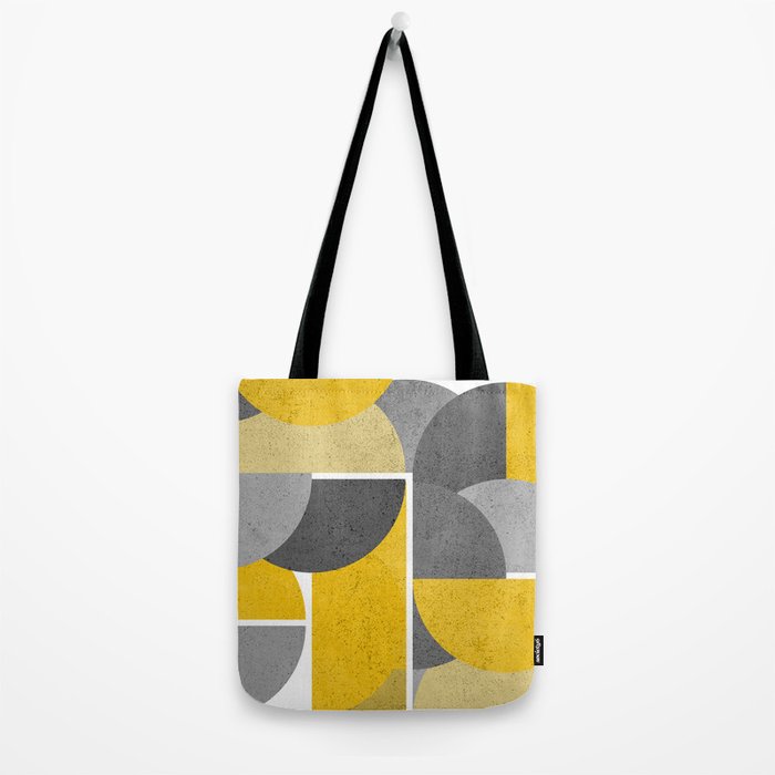 Modern Yellow and Gray Geometric 3 Tote Bag Gallery Image 2