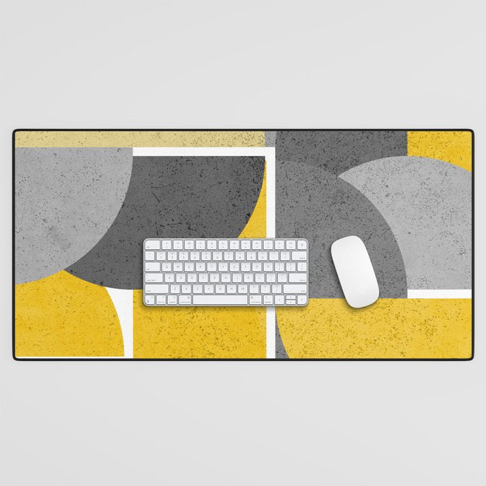 Modern Yellow and Gray Geometric 3 Desk Mat Gallery Image 1
