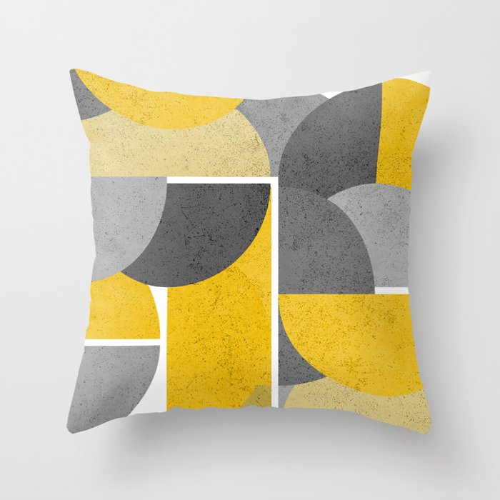 Modern Yellow and Gray Geometric 3 Throw Pillow Gallery Image 1