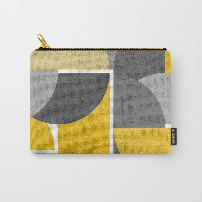 Modern Yellow and Gray Geometric 3 Carry All Pouch Gallery Image 1
