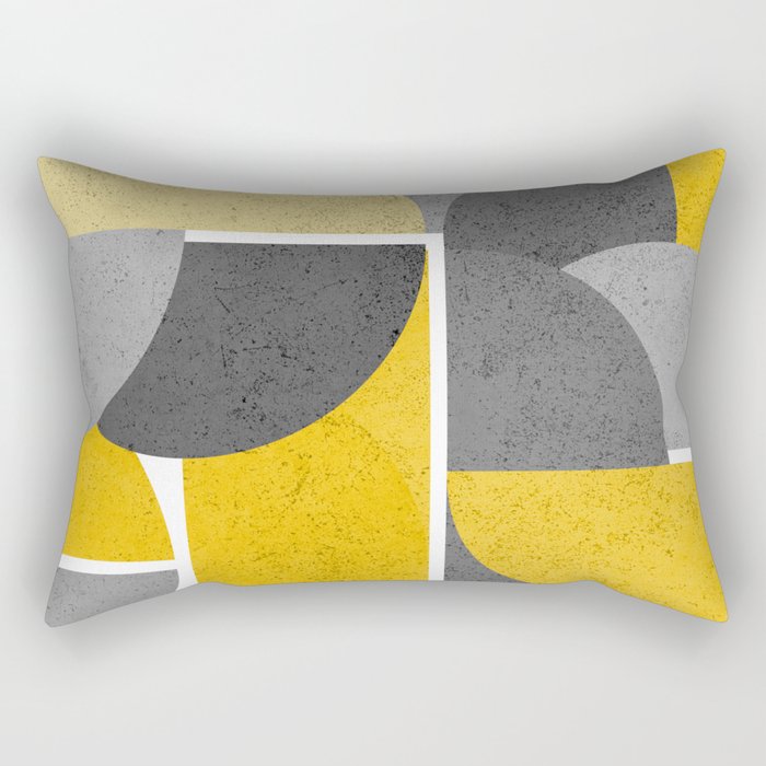 Modern Yellow and Gray Geometric 3 Rectangular Pillow Gallery Image 2