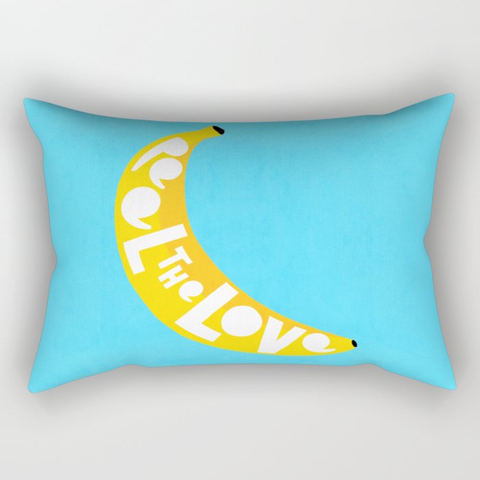 Big fruit Banana with 'Peel the love' typographic pun Rectangular Pillow Gallery Image 1
