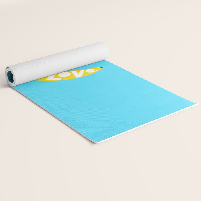 Big fruit Banana with 'Peel the love' typographic pun Yoga Mat Gallery Image 2