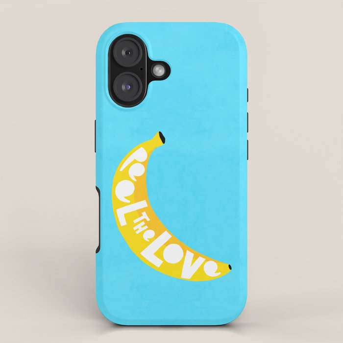 Big fruit Banana with 'Peel the love' typographic pun iPhone Case Gallery Image 1